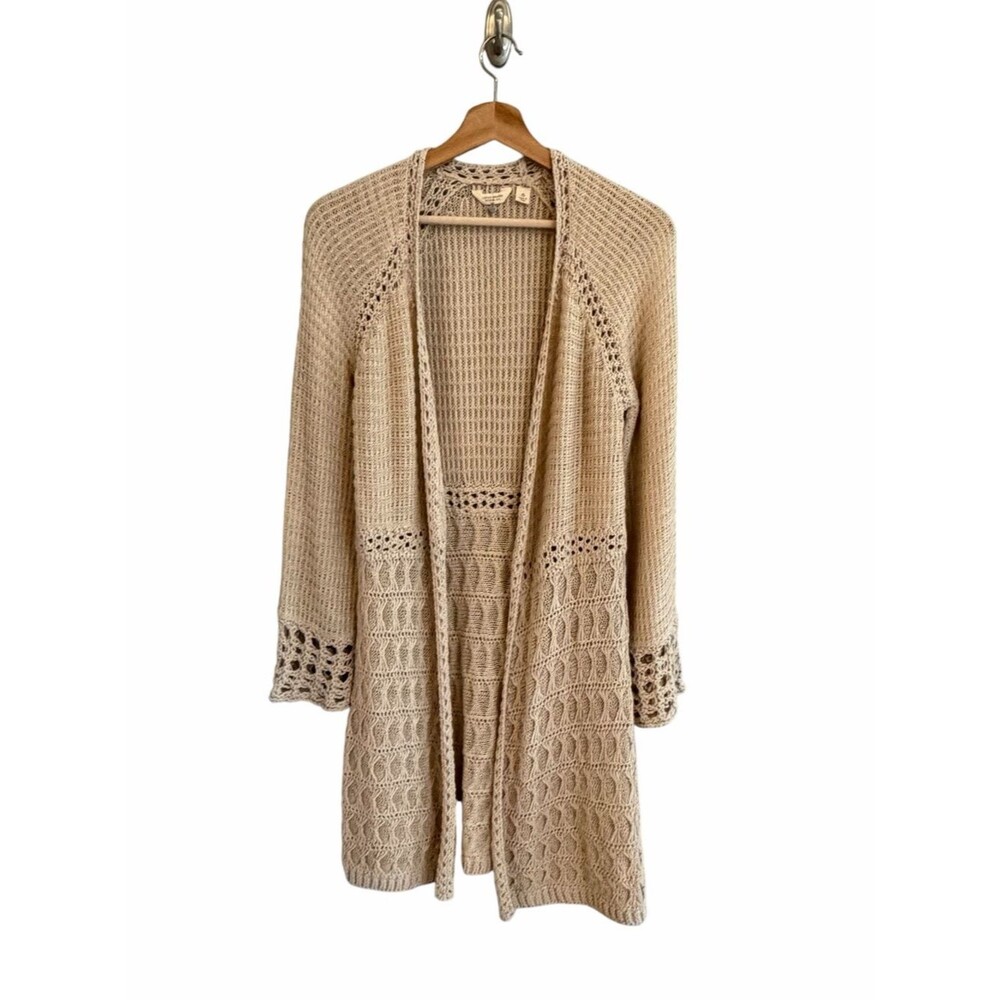 Lucky Brand Boho Crochet Duster Cardigan Size S Cottage Festival Beachy Open